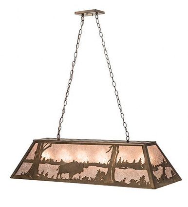 Buffalo at Lake 6 Light Oblong Pendant 22 x 17 Inches by Meyda Tiffany - 50019