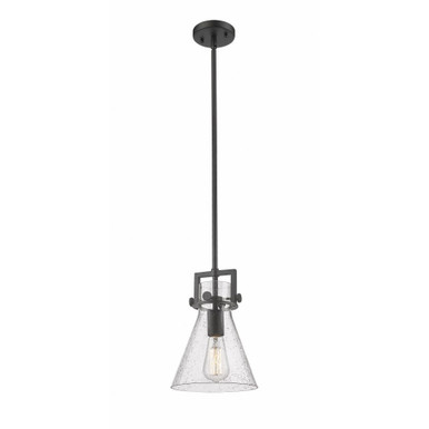 Newton Cone 1 Light Mini Pendant 11.38 Inch and 8 Inch Wide by Innovations - 411-1SS-BK-G411-8SDY