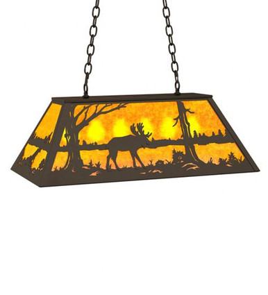 Moose at Lake 6 Light Oblong Pendant 18 x 17 Inch by Meyda Tiffany 234279 - 234279