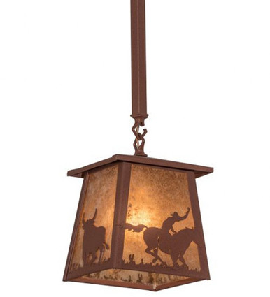 Cowboy & Steer 1 Light Square Pendant 81 x 10 Inches by Meyda Tiffany - 169617