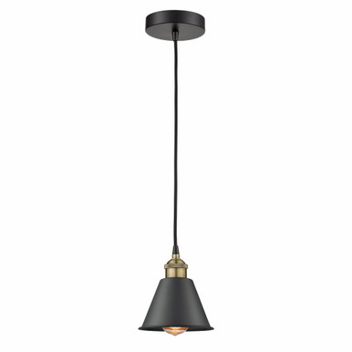 Smithfield 1 Light Cord Hung Small Pendant 8.25 Inch Tall by Innovations - 616-1P-BAB-M8-BK