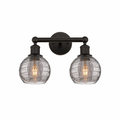 Athens Deco Swirl 2 Light Bath Vanity 10.38 InchX14.88 Inch by Innovations - 616-2W-OB-G1213-6SM