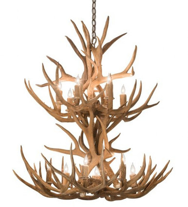 Antlers Mule Deer 12 Light Chandelier 40 x 34 Inches Wide by Meyda Tiffany - 200460