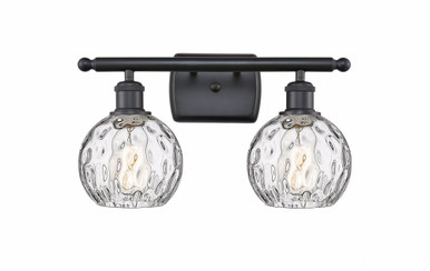 Athens Water Glass 2 Light Vanity Light 16 Inch Wide by Innovations - 516-2W-BK-G1215-6