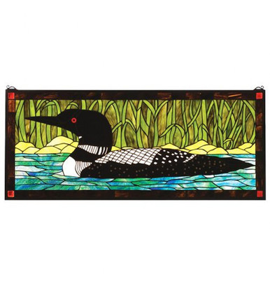 Loon 40 X 17 Inch Stained Glass Window by Meyda Tiffany - 14625