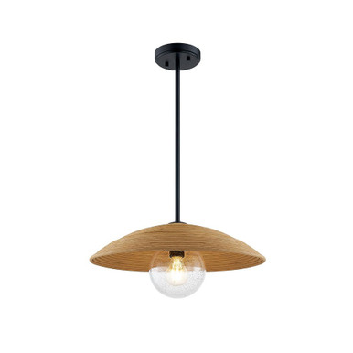 Rattan 1 Light Large Pendant by Justice Design - RTN-8281-MBLK