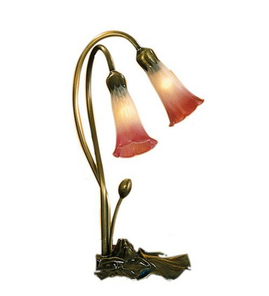 Pink/White Pond Lily 2 Light Accent Lamp by Meyda Tiffany - 14170