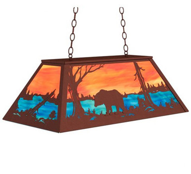 Bear at Lake 6 Light Oblong Pendant 18 x 17 Inch by Meyda Tiffany 234050 - 234050