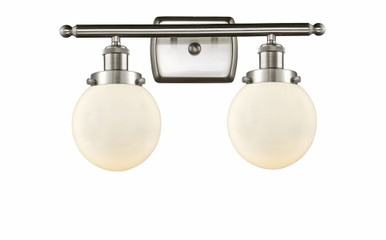 Beacon 2 Light Bath Vanity 11 Inch Tall and 16 Inch Wide by Innovations - 916-2W-SN-G201-6