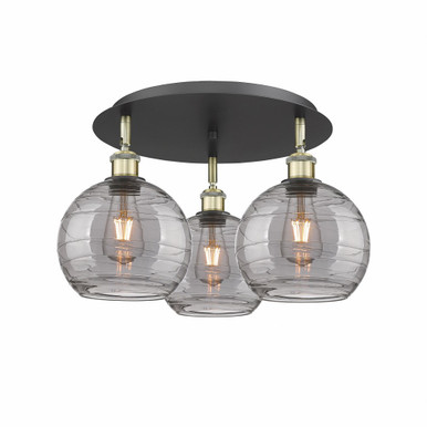 Athens Deco Swirl 3 Light 19.75 Inch Wide Flush Mount by Innovations - 516-3C-BAB-G1213-8SM