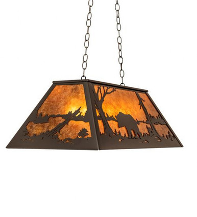 Bear at Lake 6 Light Oblong Pendant 18 x 17 Inch by Meyda Tiffany 231978 - 231978