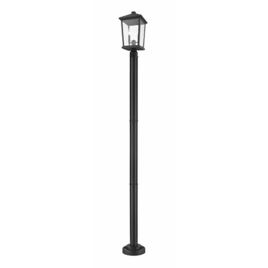 Beacon 2 Light Outdoor Post Mount Lantern 9.5 x 83 Inches by Z-Lite - 568PHBR-567P-BK