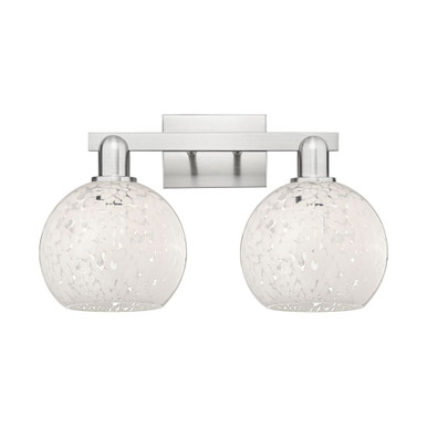 White Mouchette 2 Light Bath Vanity 11.75 and 19 Inch Wide by Innovations - 716-2W-SN-G1216-8WM