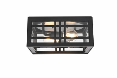 Harley 2 Light Outdoor Flush Mount 5 Inch Tall and 11 Inch Wide by Elegant - OD613F5BK