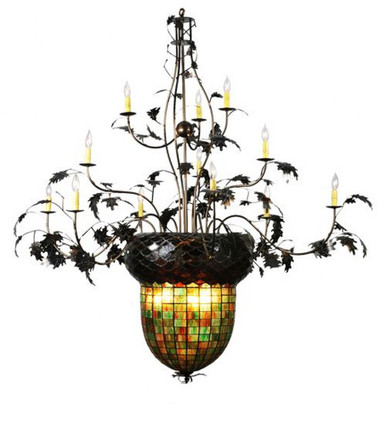 Greenbriar Oak 12 Light 12 Arm Chandelier 74.5 x 63 Inch W by Meyda Tiffany - 100697