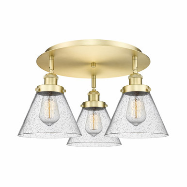 Cone 3 Light 19.5 Inch Wide Art Deco Flush Mount by Innovations - 916-3C-G4