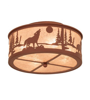Wolf on the Loose 4 Light Flush Mount 9 x 18 In by Meyda Tiffany - 243533