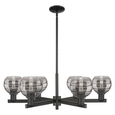 Rochester 6 Light Stem Hung Chandelier 9.88X 35.63 Inch Wide by Innovations - 716-6CR-BK-G556-6SM