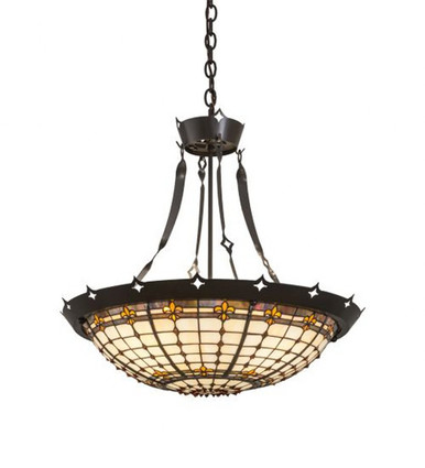 Fleur de Lite 4 Light Inverted Pendant 27 x 26 Inches by Meyda Tiffany - 179883