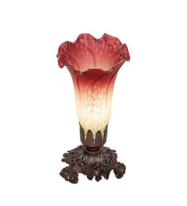 Seafoam/Cranberry Pond Lily 8 Inch H Accent Lamp by Meyda Tiffany - 185087