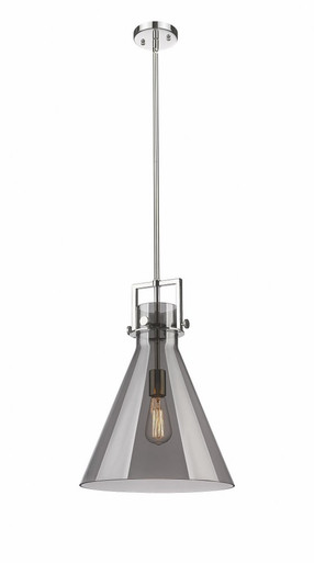 Newton Cone 1 Light Stem Hung Pendant 17 and 14 Inch Wide by Innovations - 411-1SL-PN-G411-14SM
