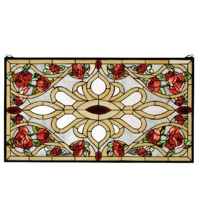 Bed Of Roses 36 X 20 Inch Stained Glass Window by Meyda Tiffany - 67139