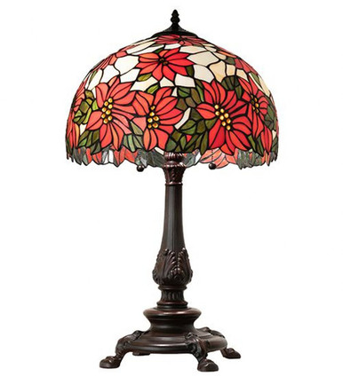 Poinsettia  2 Light Table Lamp 26 Inch H and 16 Inch W by Meyda Tiffany - 269104