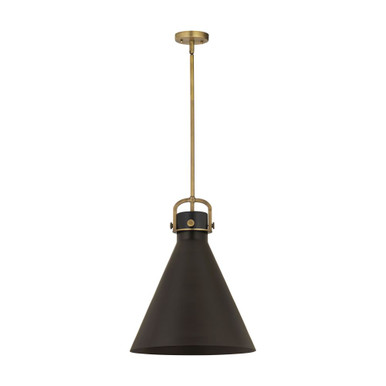 Newton Cone 1 Light Pendant 19.63 Inch Tall and 16 Inch Wide by Innovations - 410-1SL-BB-M411-16BK