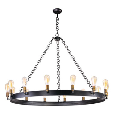 Noble 84W 14 LED Chandelier with Bulb 33.5 x 50 Inches Wide by Maxim - 26276BKNAB/BUL