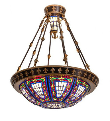 Fleur de lis 4 Light Semi Flush Mount 34.5 x 28 Inches by Meyda Tiffany - 115301