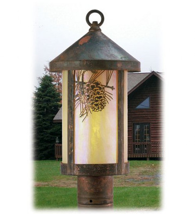 Fulton Winter Pine 1 Light Outdoor Post Mount 9 In by Meyda Tiffany - 50566
