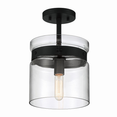 Midnight La 1 Light 9 Inch Wide Semi Flush Mount by Designers Fountain - d222m-sf-mb