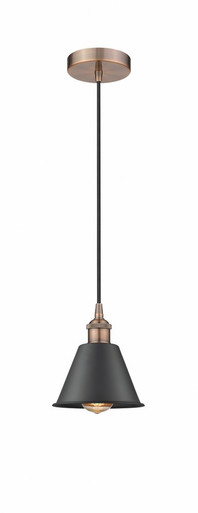 Smithfield 1 Light Cord Hung Small Pendant 8.25 Inch Tall by Innovations - 616-1P-AC-M8-BK