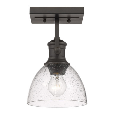 Hines 1 Light 6.88 Inch Wide Traditional Semi Flush Mount by Golden - 3118-1SF