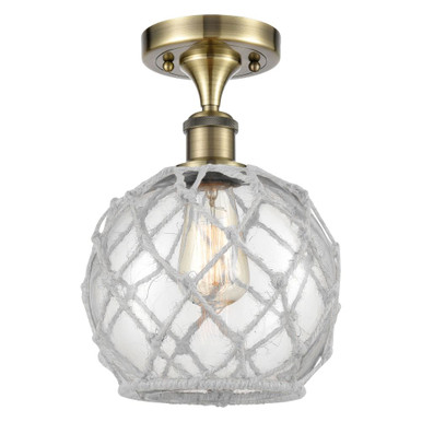 Farmhouse Rope 1 Light Semi Flush Mount 11.25 X 8 Inch Wide by Innovations - 516-1C-AB-G122-8RW