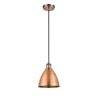 Bristol 100W 1 LED Cord hung Dome Mini Pendant 9.5X7.5 Wide by Innovations - 516-1P-AC-MBD-75-AC-LED