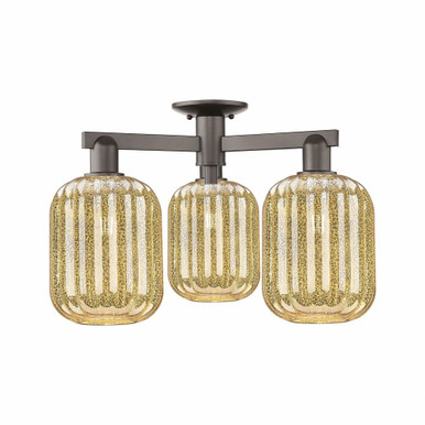 Preston 3 Light Semi Flush Mount 24.25 Inch Wide by Innovations - 716-3F-OB-G460-7ME
