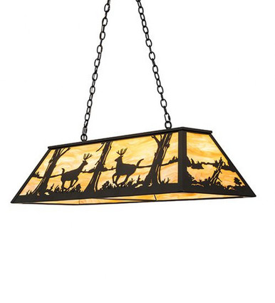 Deer at Lake 6 Light Oblong Pendant 22 x 17 Inch by Meyda Tiffany 268496 - 268496