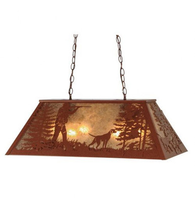 Quail Hunter W/Dog 6 Light Oblong Pendant 18 x 17 Inches by Meyda Tiffany - 115919