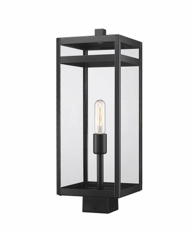 Nuri 1 Light Outdoor Post Mount In Modern Style 21 x 7.5 Inches by Z-Lite - 596PHBS-BK