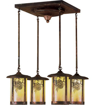 Fulton Winter Pine 4 Light Semi Flush Mount 31 x 21.5 Inch by Meyda Tiffany - 51762