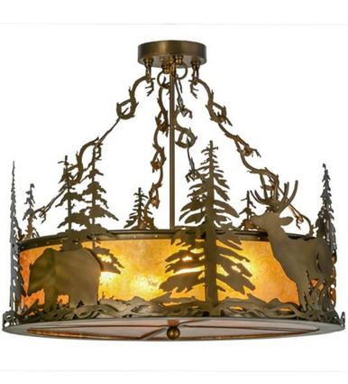 Wildlife at Dusk 4 Light Semi Flush Mount 21 x 24 Inch by Meyda Tiffany - 154745
