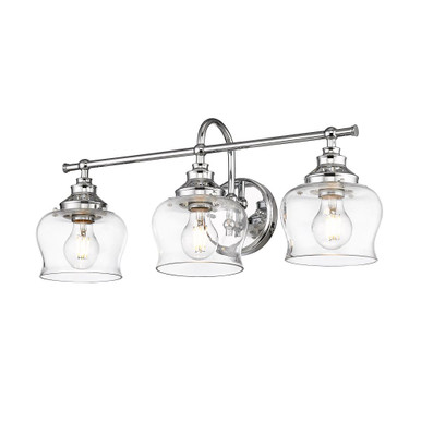 Daphne 3 Light Bath Vanity 10.13 Inch Tall and 24 Inch Wide by Golden - 3610-BA3 CH-CLR