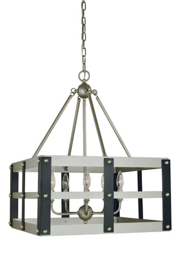 Metro Artisan 5 Light Small Caged Chandelier by Framburg - 5346 SP/MBLACK