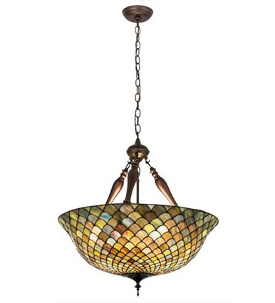 Tiffany Fishscale 3 Light Large Pendant 29 Inch Tall by Meyda Tiffany - 31830