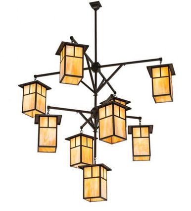Hyde Park T Mission 9 Light Hanging Lantern Chandelier 84 x 64 In by Meyda - 110802