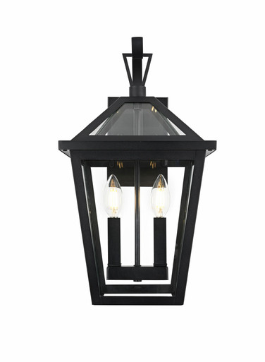 Frankford 2 Light Outdoor Wall Sconce 18 Inch X 10 Inch Wide by Elegant - OD334W18BK