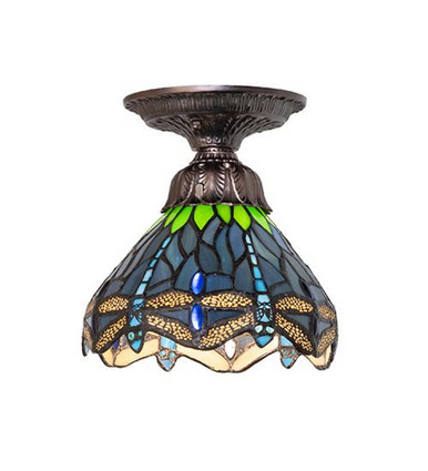 Tiffany Hanginghead Dragonfly 1 Light Flush Mount 8 x 7 In by Meyda Tiffany - 276106