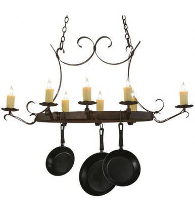 Handforged Oval 8 Light Pot Rack 35 x 25 Inches by Meyda Tiffany - 151157