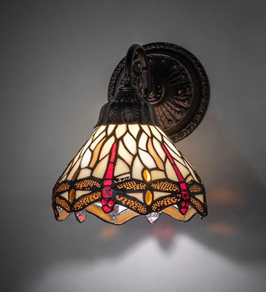 Tiffany Hanginghead Dragonfly 1 Light Wall Sconce 10 x 8 Inches by Meyda - 270814